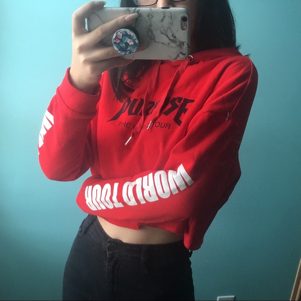 Justin Bieber Purpose World Tour Cropped Hoodie
